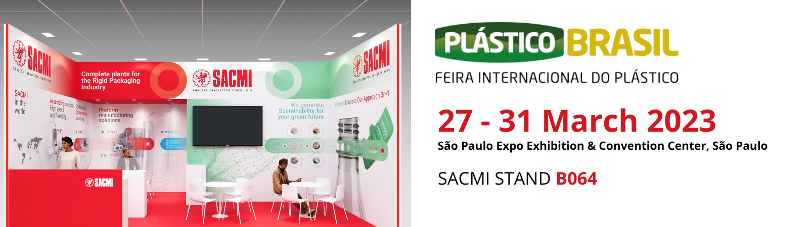 SACMI a Plastico do Brasil (Sao Paulo Expo, 27-31 marzo 2023): i vantaggi di un partner unico 